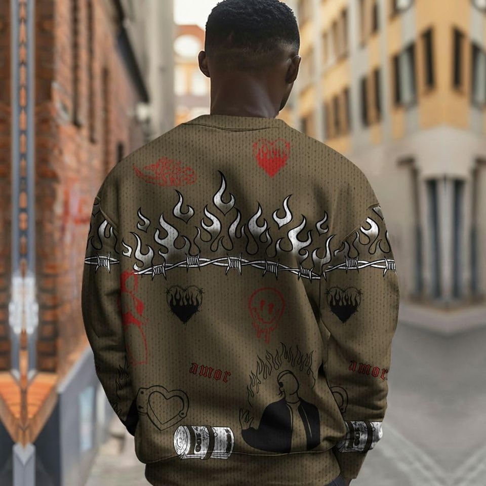 Dunkare Retro Olive 9s Sweater, 9 Olive Trust No One Sweater