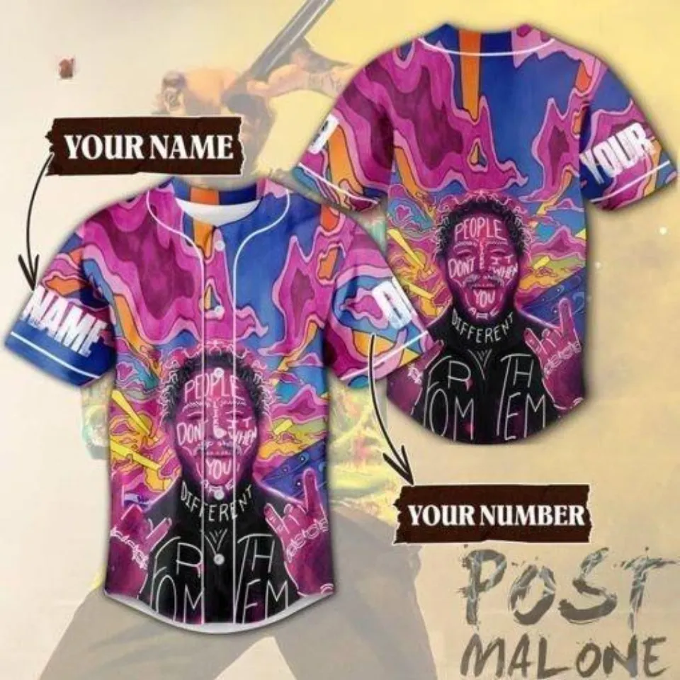 Post Malone Pattern Custom Name Baseball Jersey