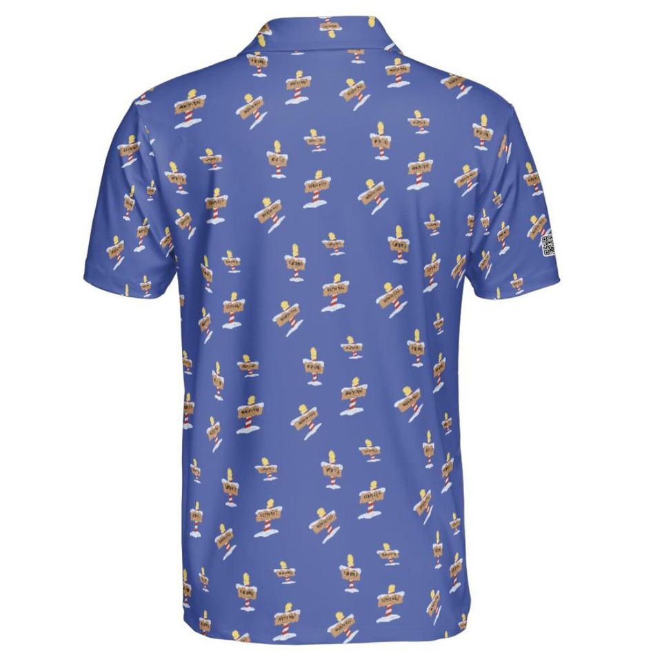 Blue North Pole Christmas golf polo shirt