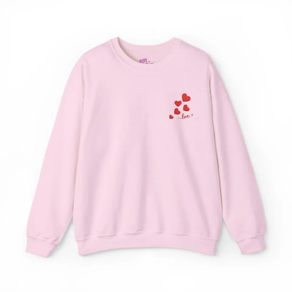 Embroidered Hearts & Love Sweatshirt, Valentine's Day Gift