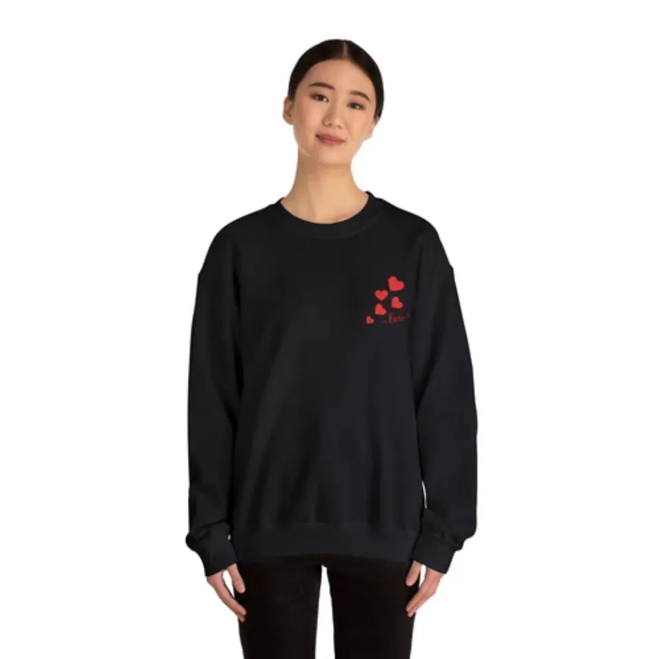 Embroidered Hearts & Love Sweatshirt, Valentine's Day Gift