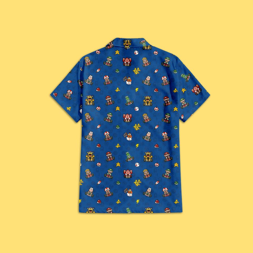 Mario Kart Pixel Art Shirt, Super Mario Kart Hawaiian Shirt