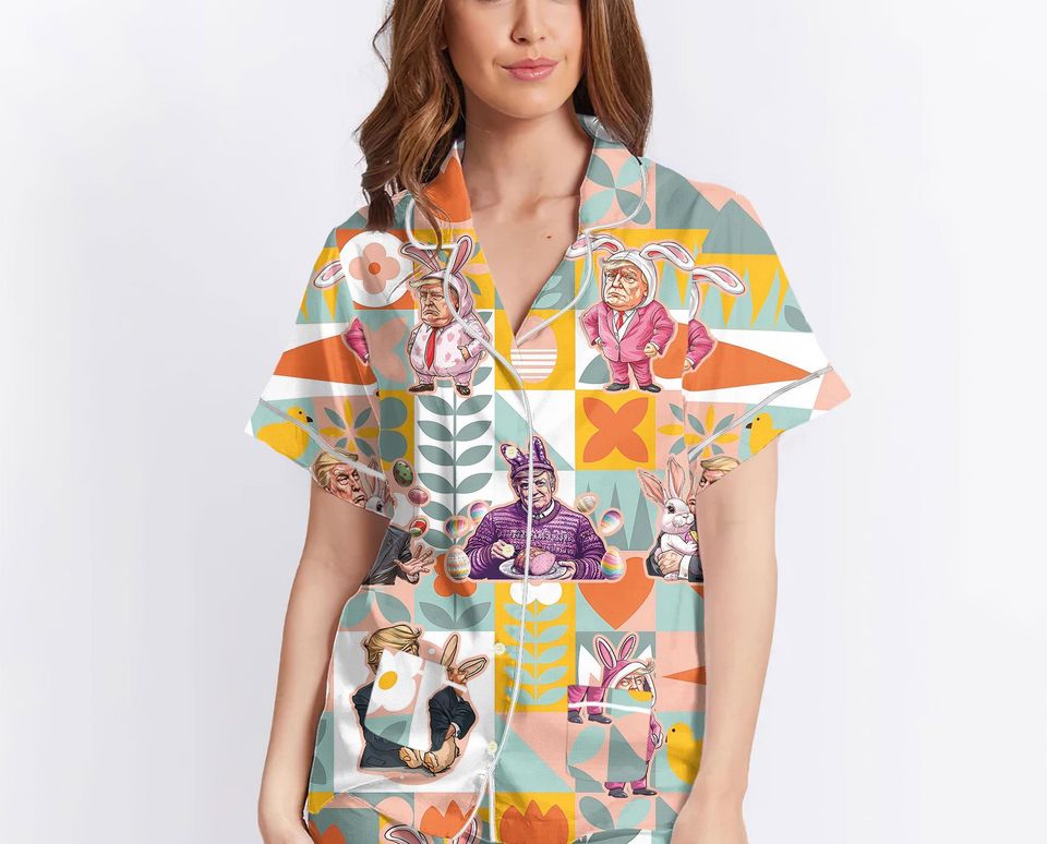 Make Easter Great Again Funny Trump Easter Pajamas, Cool Trump Easter Costume, Trump Easter Egg Pajamas Women, Easter Theme Gift