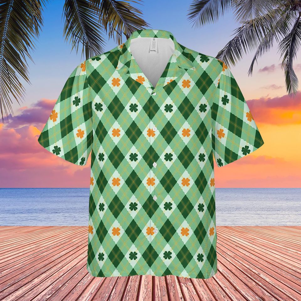 Argyle St Patrick Hawaiian Shirt, St Patrick Team Button Up Shirt