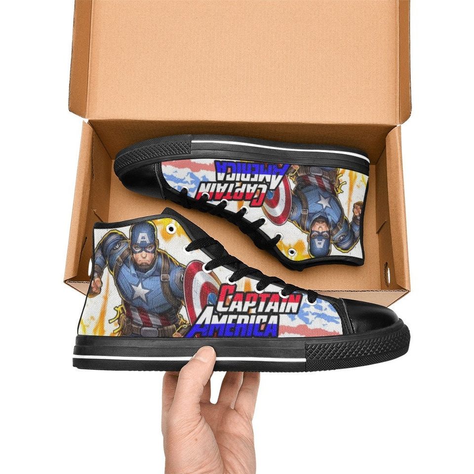 Captain America High top Sneakers, Captain Hero Canvas Shoes