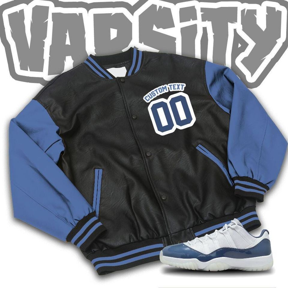 Custom  Blue Unisex Varsity Jacket, Martin Cartoon