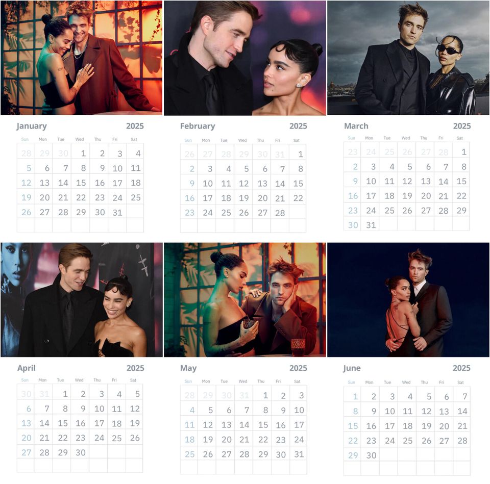 Zoe Kravitz & Robert Pattinson wall calendars 2025