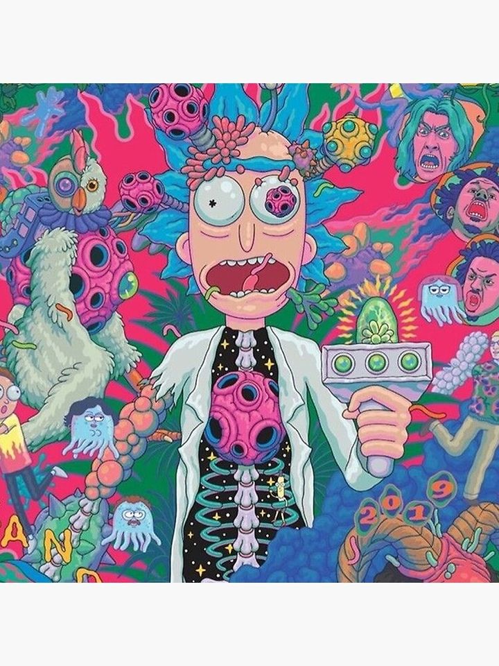 Rick and Rickandmorty trippy adult Throw  Pillow