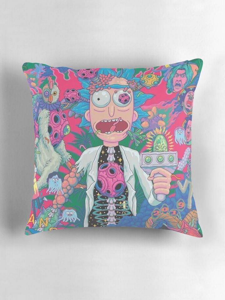 Rick and Rickandmorty trippy adult Throw  Pillow
