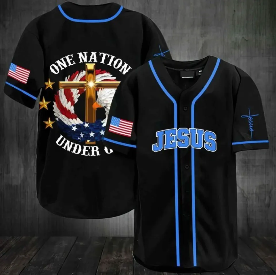 Jesus - One nation under God the Amazing Eagle Baseball Jersey