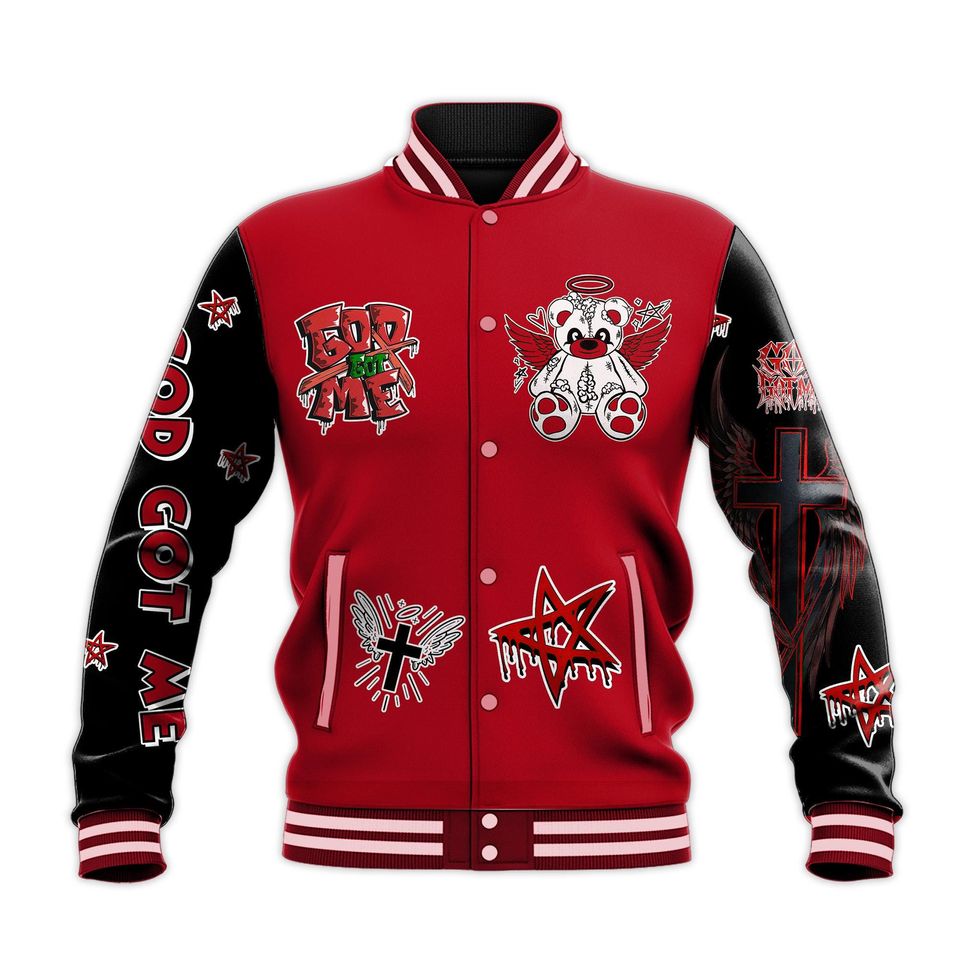 God Got Me Angle Bear Hiphop Baseball Varsity Jacket