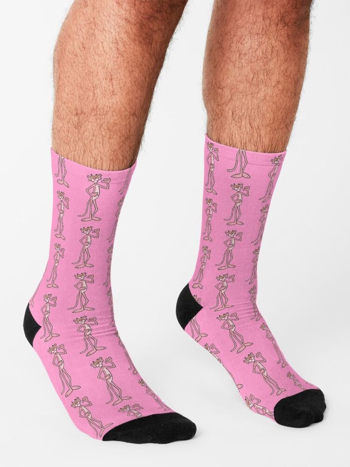 The pink Panther with Pink Background  Socks