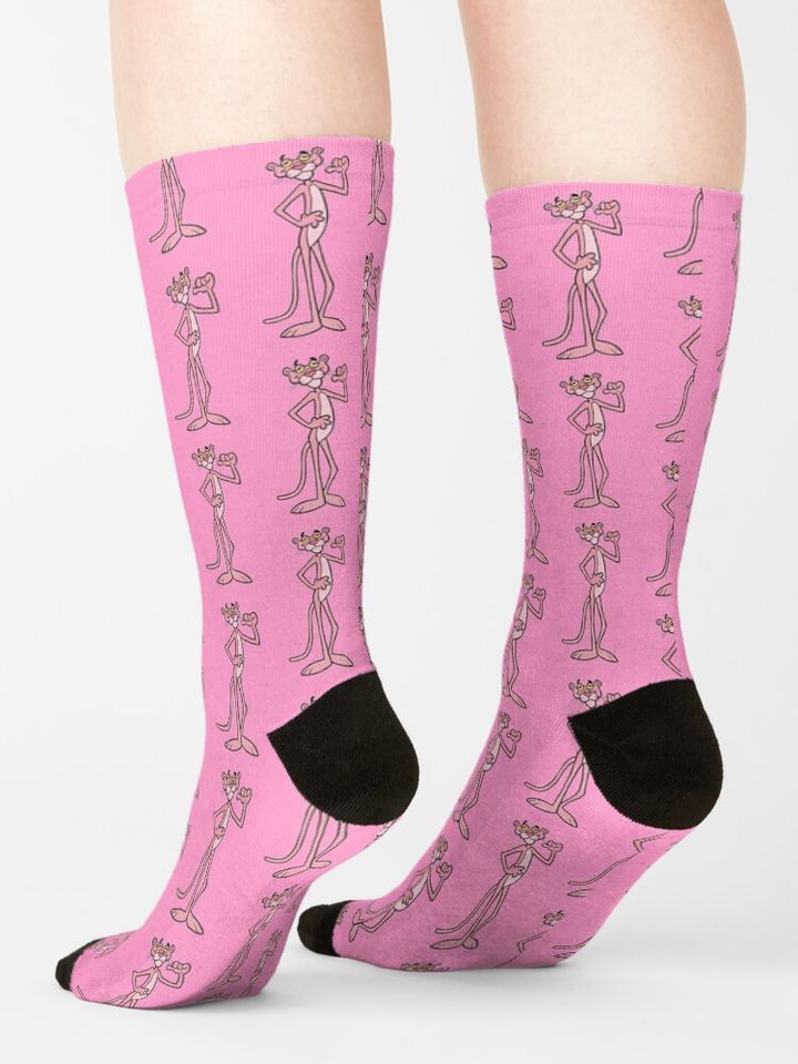 The pink Panther with Pink Background  Socks