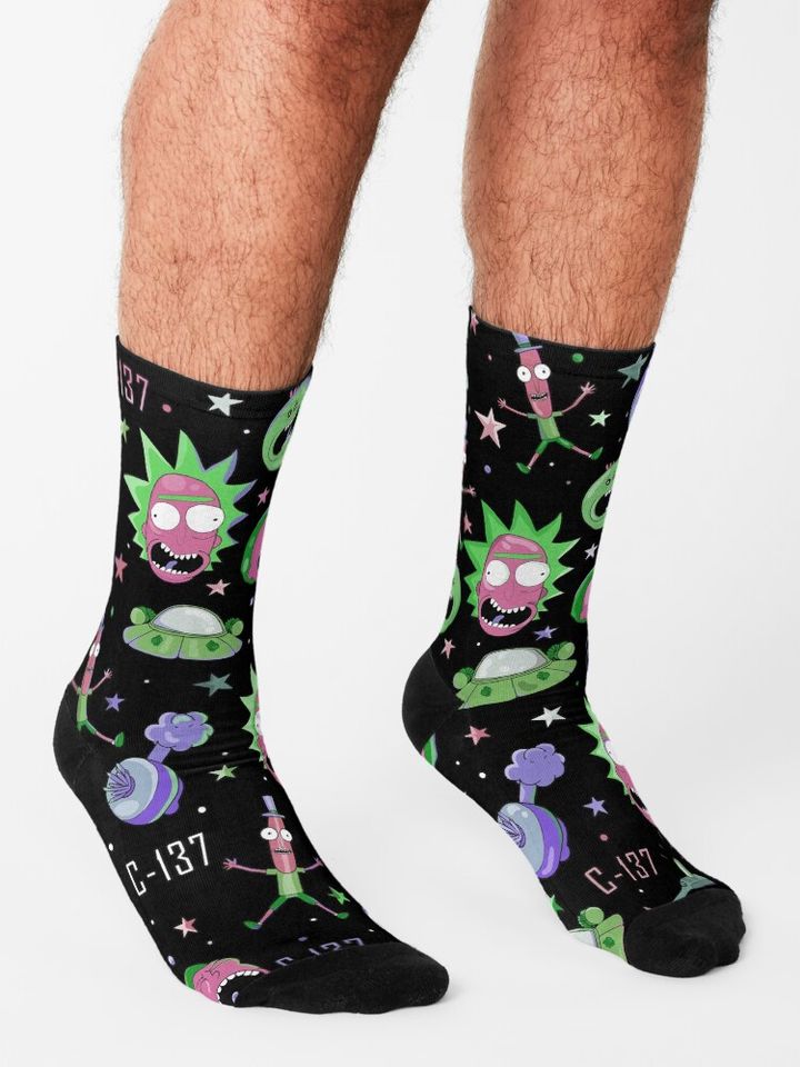 Rick and Rickandmorty pattern Socks