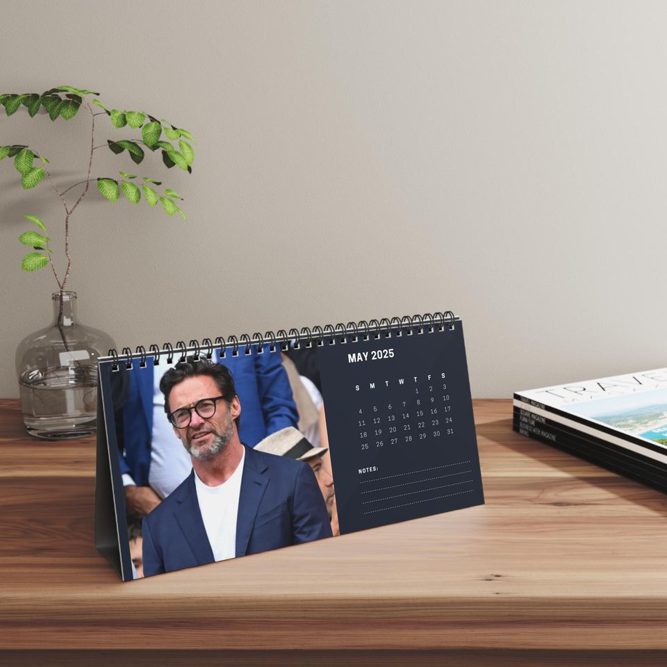 Hugh Jackman 2025 Desk Calendar | Wolverine & The Greatest Showman Actor | Celebrity Gift | Office Decor