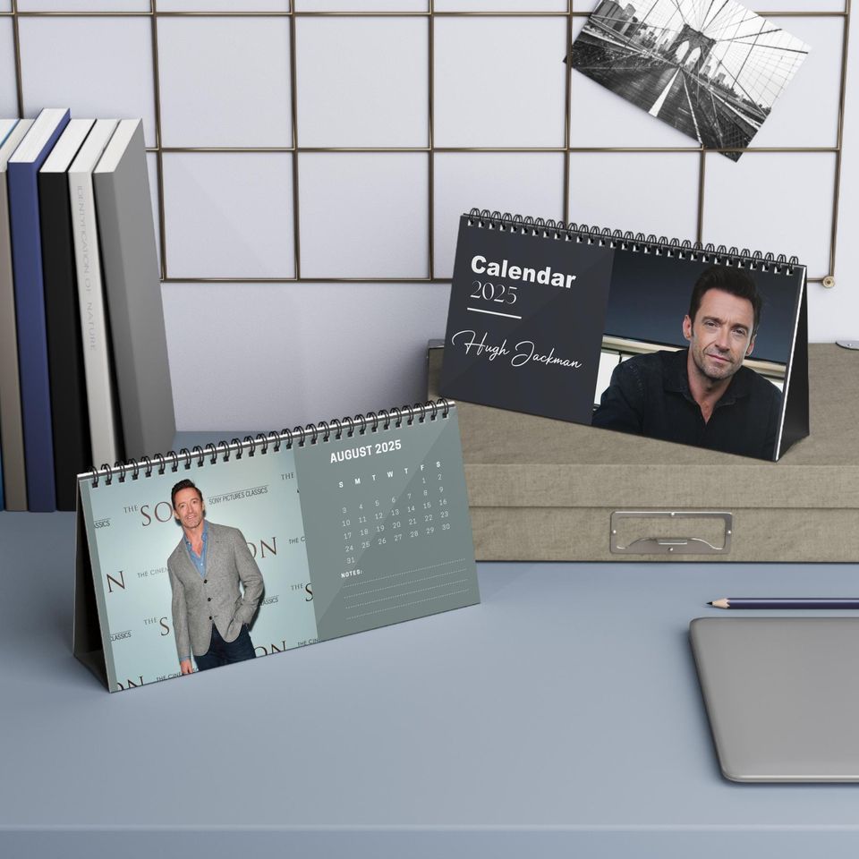 Hugh Jackman 2025 Desk Calendar | Wolverine & The Greatest Showman Actor | Celebrity Gift | Office Decor