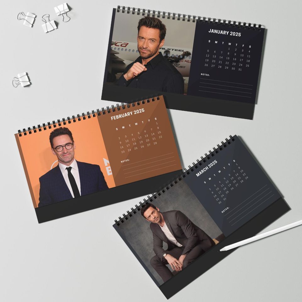 Hugh Jackman 2025 Desk Calendar | Wolverine & The Greatest Showman Actor | Celebrity Gift | Office Decor