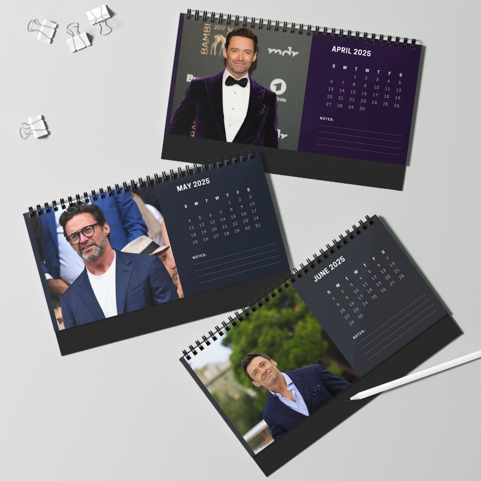 Hugh Jackman 2025 Desk Calendar | Wolverine & The Greatest Showman Actor | Celebrity Gift | Office Decor