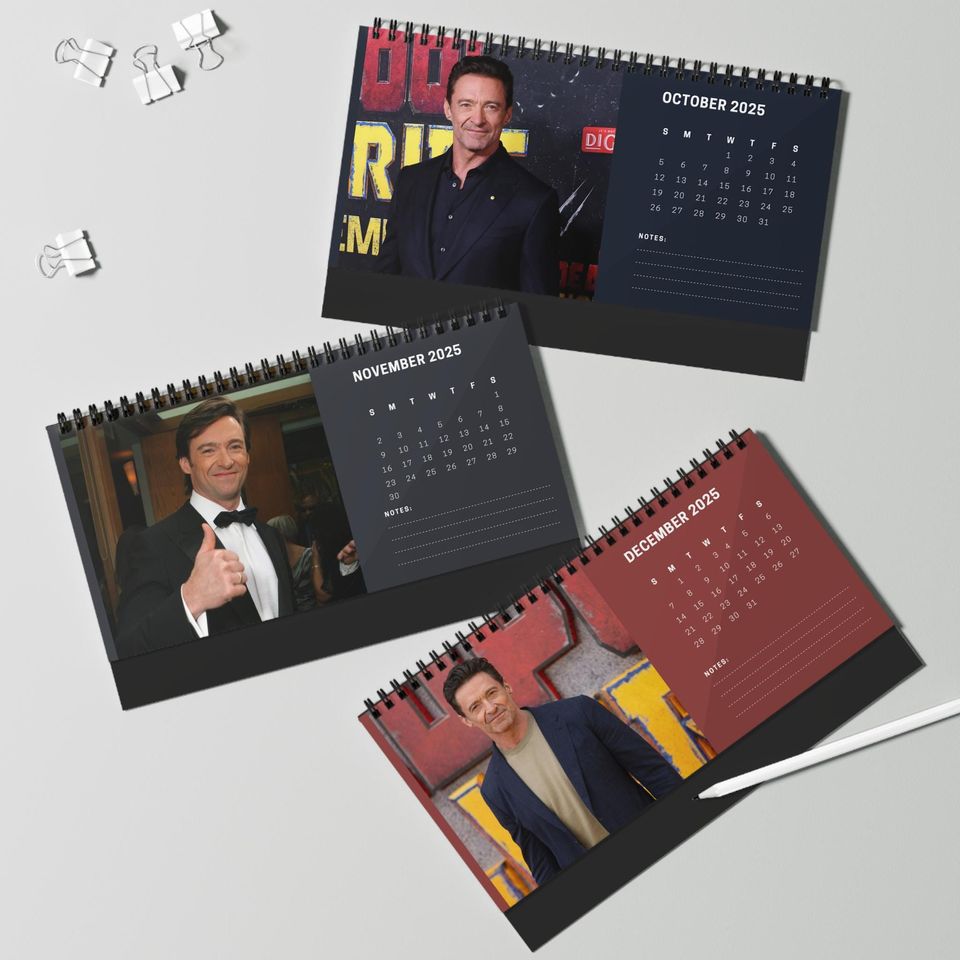 Hugh Jackman 2025 Desk Calendar | Wolverine & The Greatest Showman Actor | Celebrity Gift | Office Decor