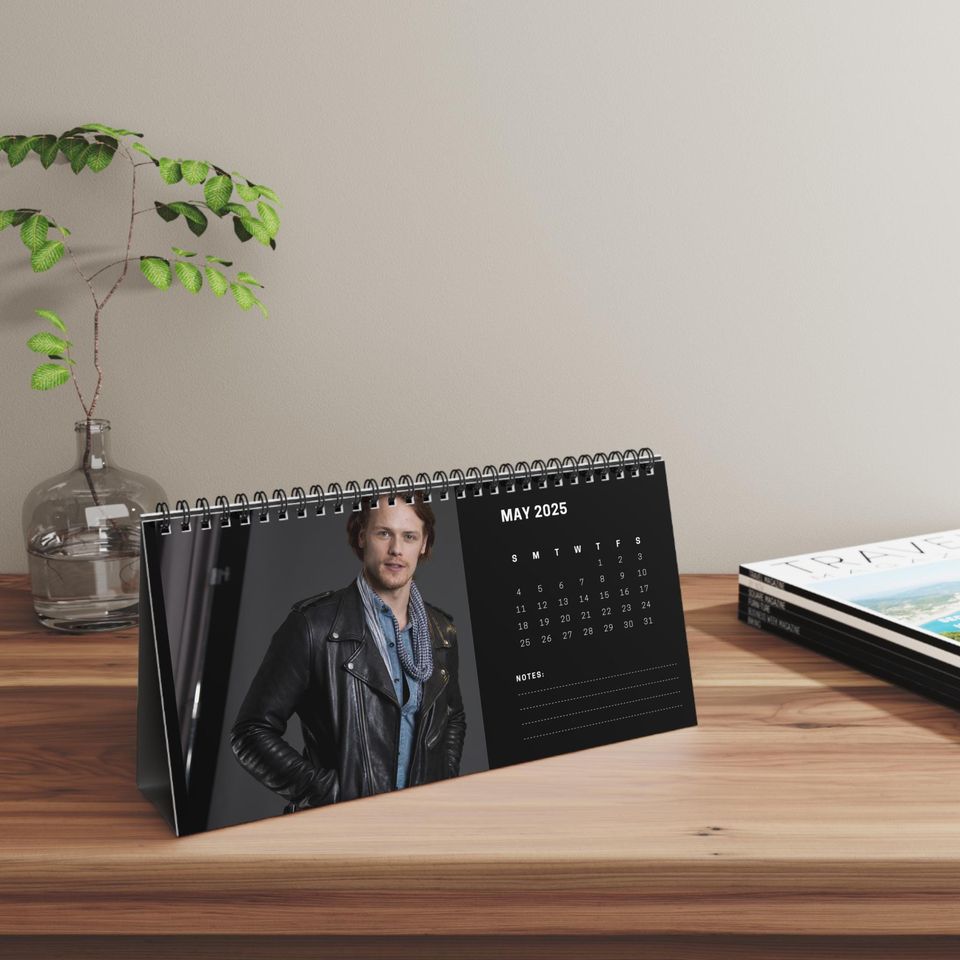 Sam Heughan 2025 Desk Calendar | Outlander Monthly Planner | Jamie Fraser Gift | Scottish Actor Memorabilia | Office Decor