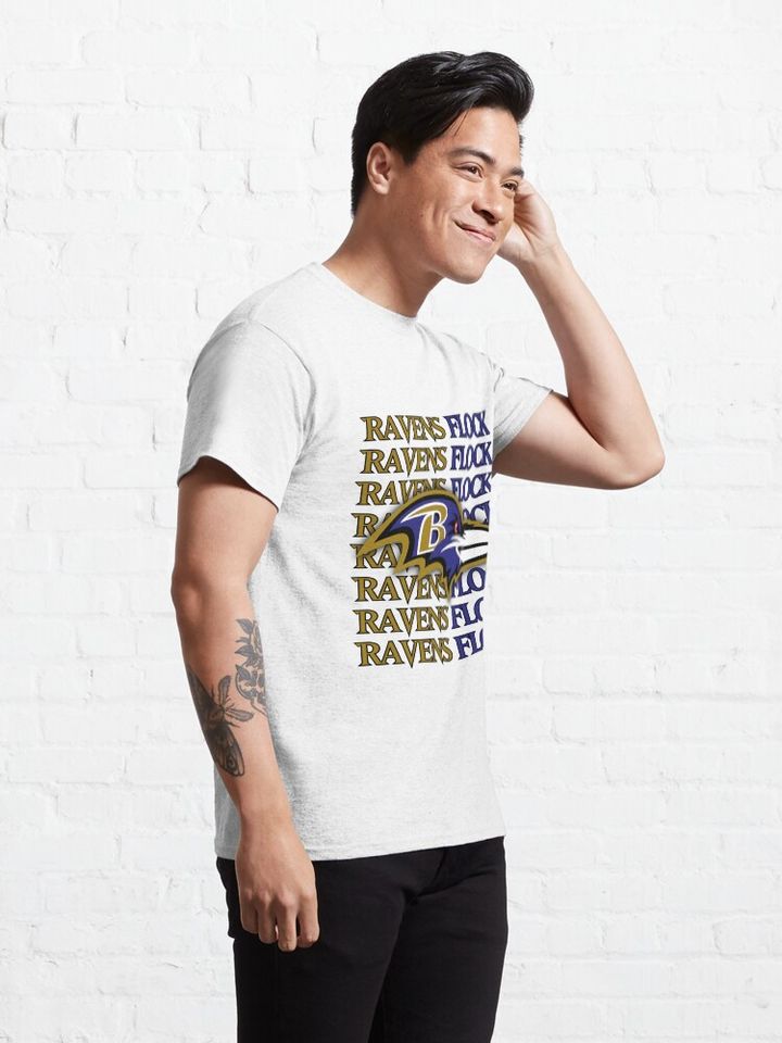 Baltimore Ravens head ravens Flock Classic T-Shirt