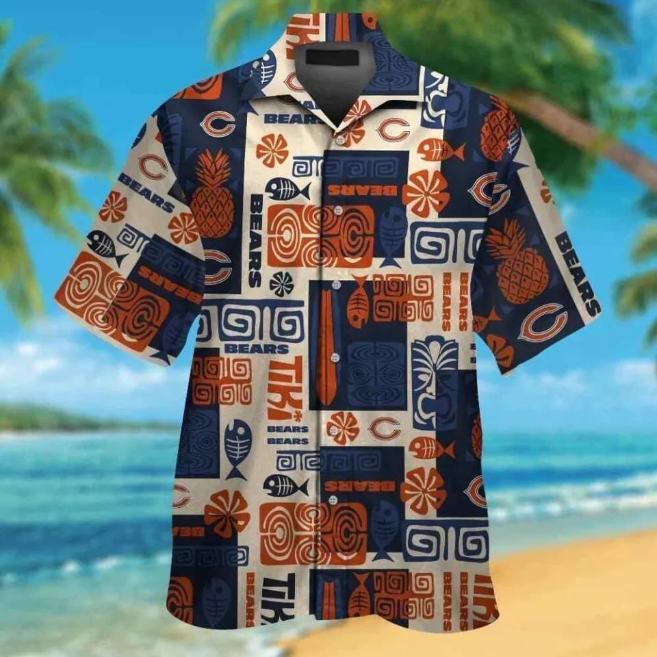 Chicago Bears Short Sleeve Button Up Tropical Hawaiian Shirt