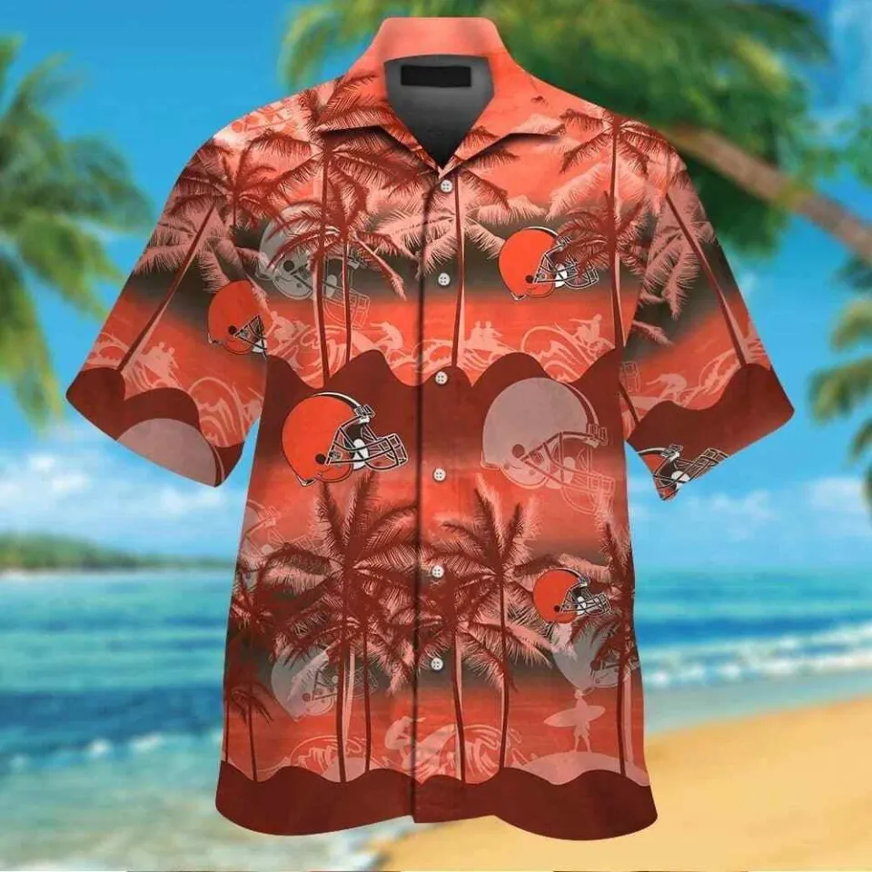 Cleveland Browns Short Sleeve Button Up Tropical Hawaiian Shirt
