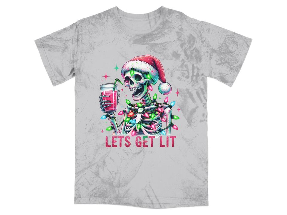 Lets Get Lit Skeleton Christmas Lights Blast T-Shirt