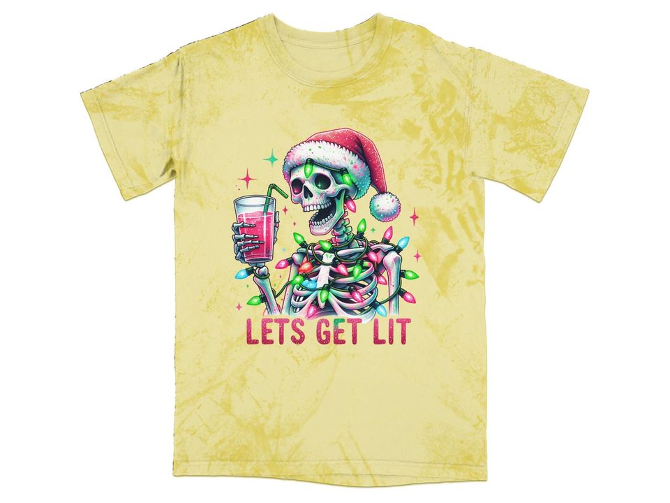Lets Get Lit Skeleton Christmas Lights Blast T-Shirt