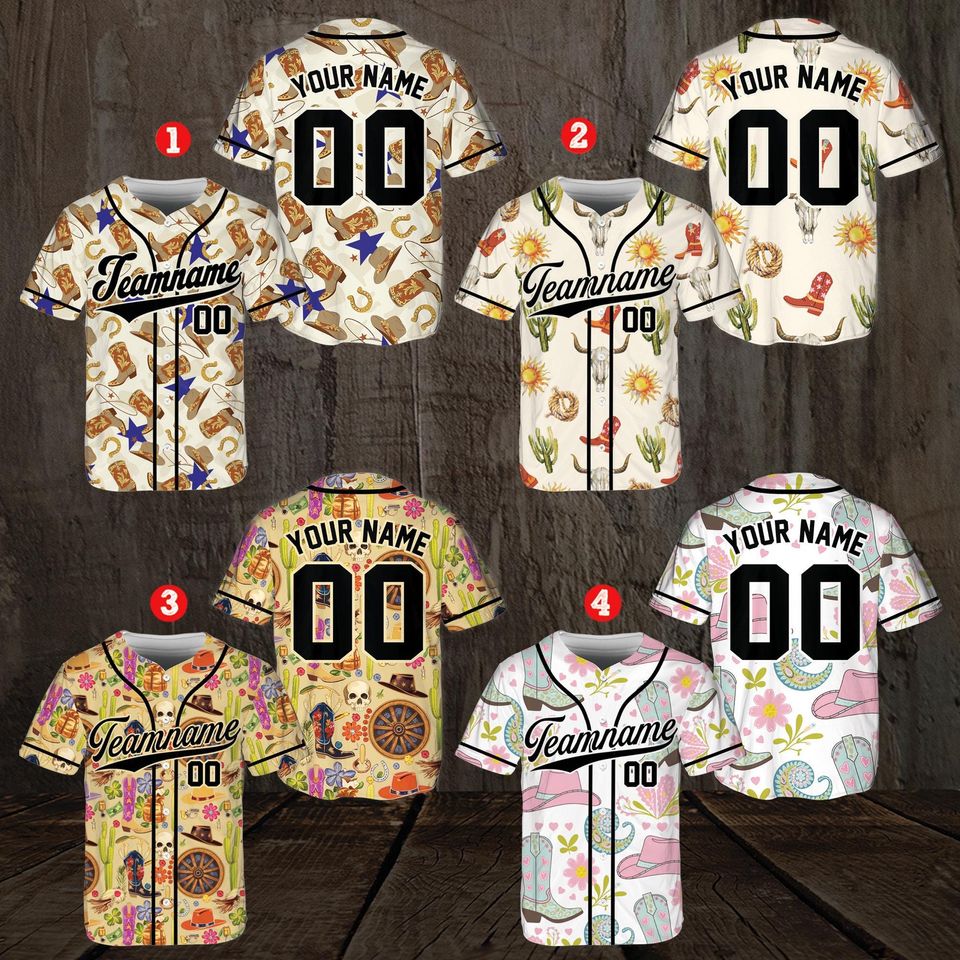 Custom Wild West Cowboy Boots Baseball Jersey, Personalized Name And Number Baseball Jersey