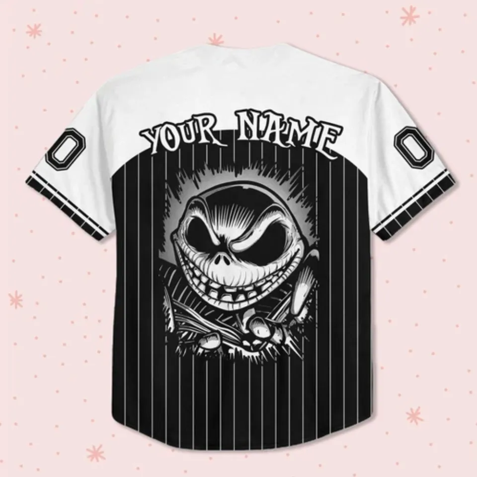 Custom Nightmare Before Christmas Jack Skellington Baseball Jersey