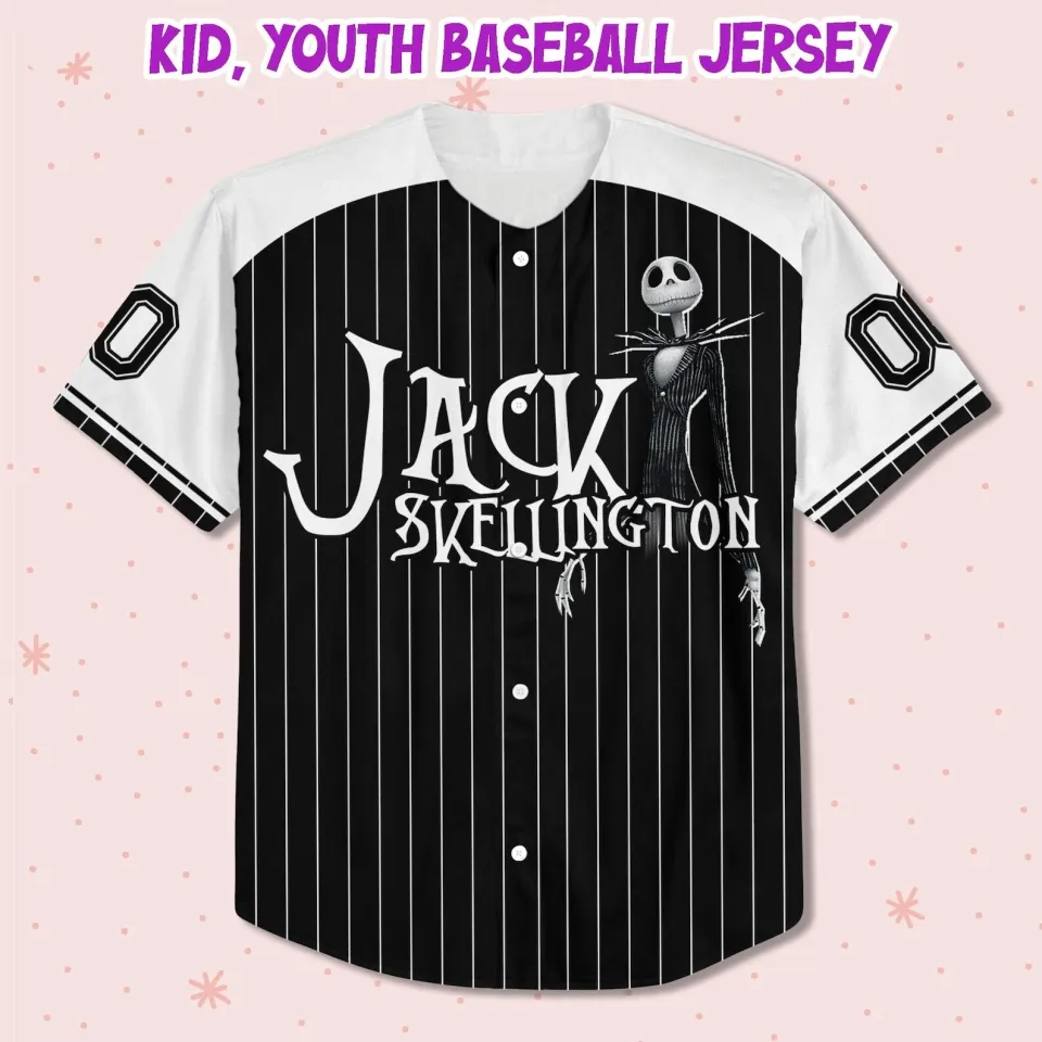 Custom Nightmare Before Christmas Jack Skellington Baseball Jersey