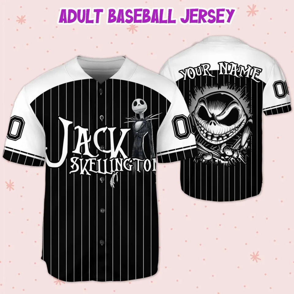 Custom Nightmare Before Christmas Jack Skellington Baseball Jersey