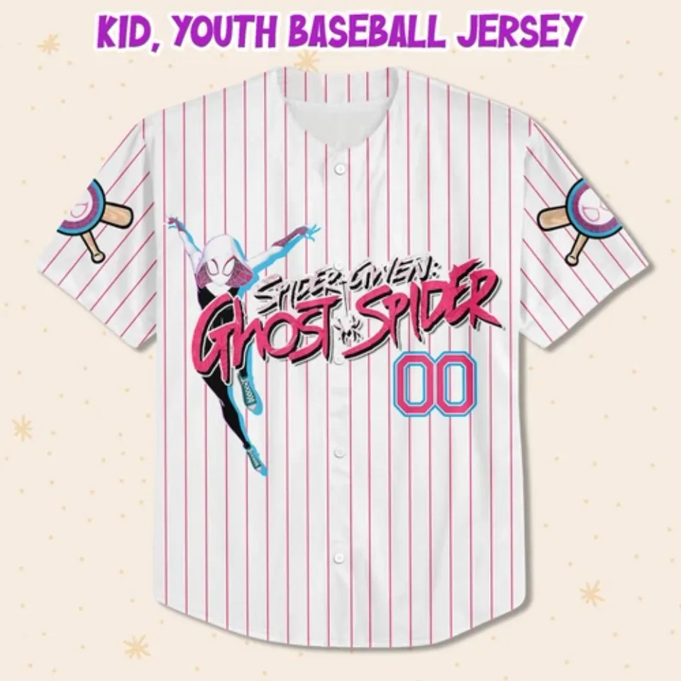 Custom Gwen Pink Baseball Jersey, Personalized Text Custom Spiderman Baseball Jersey