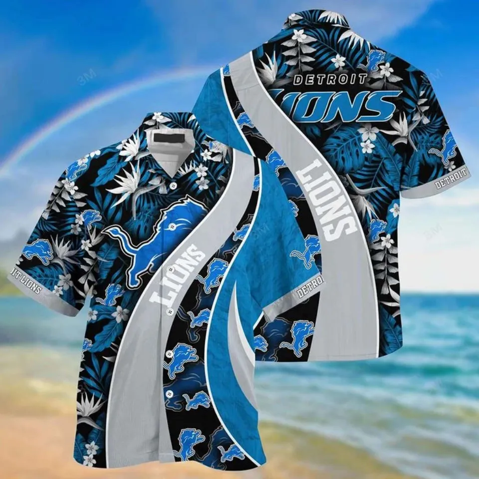 Detroit Tropical Pattern Summer ,Lions Hawaiian Shirt
