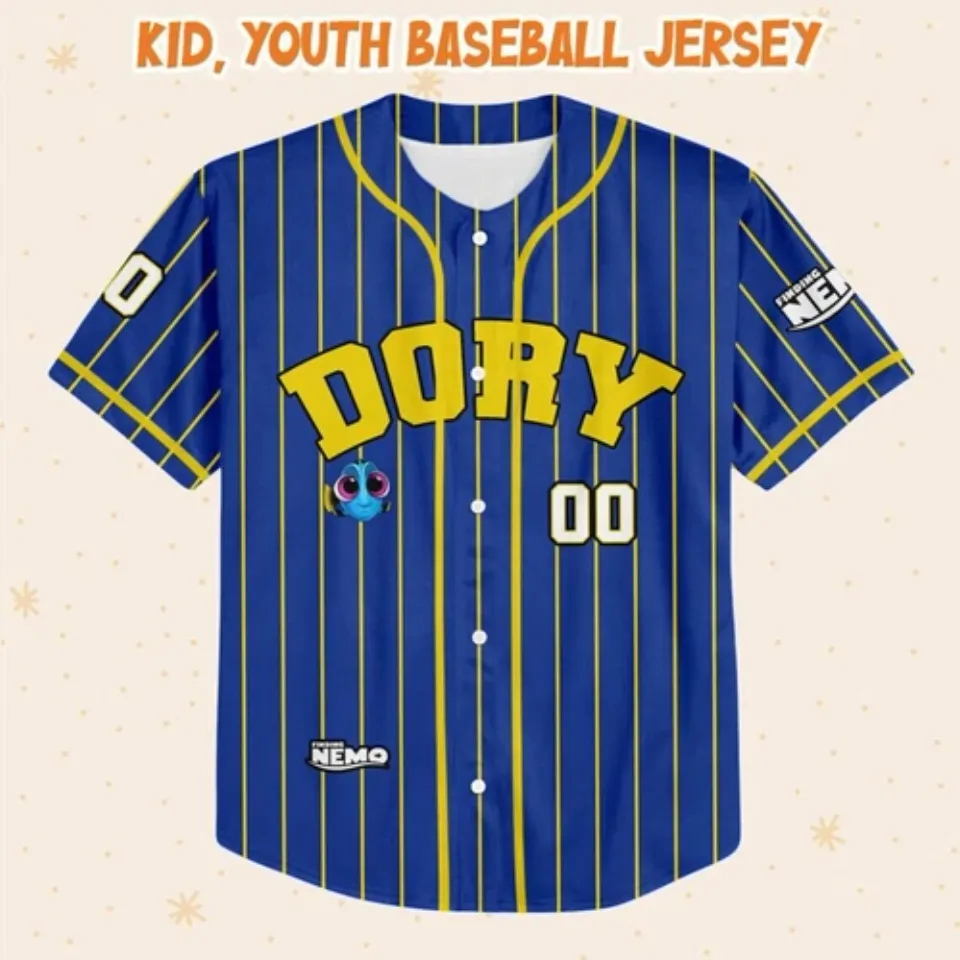 Personalize Finding Nemo Baby Dory Blue Jersey, Custom Disney Baseball Jersey