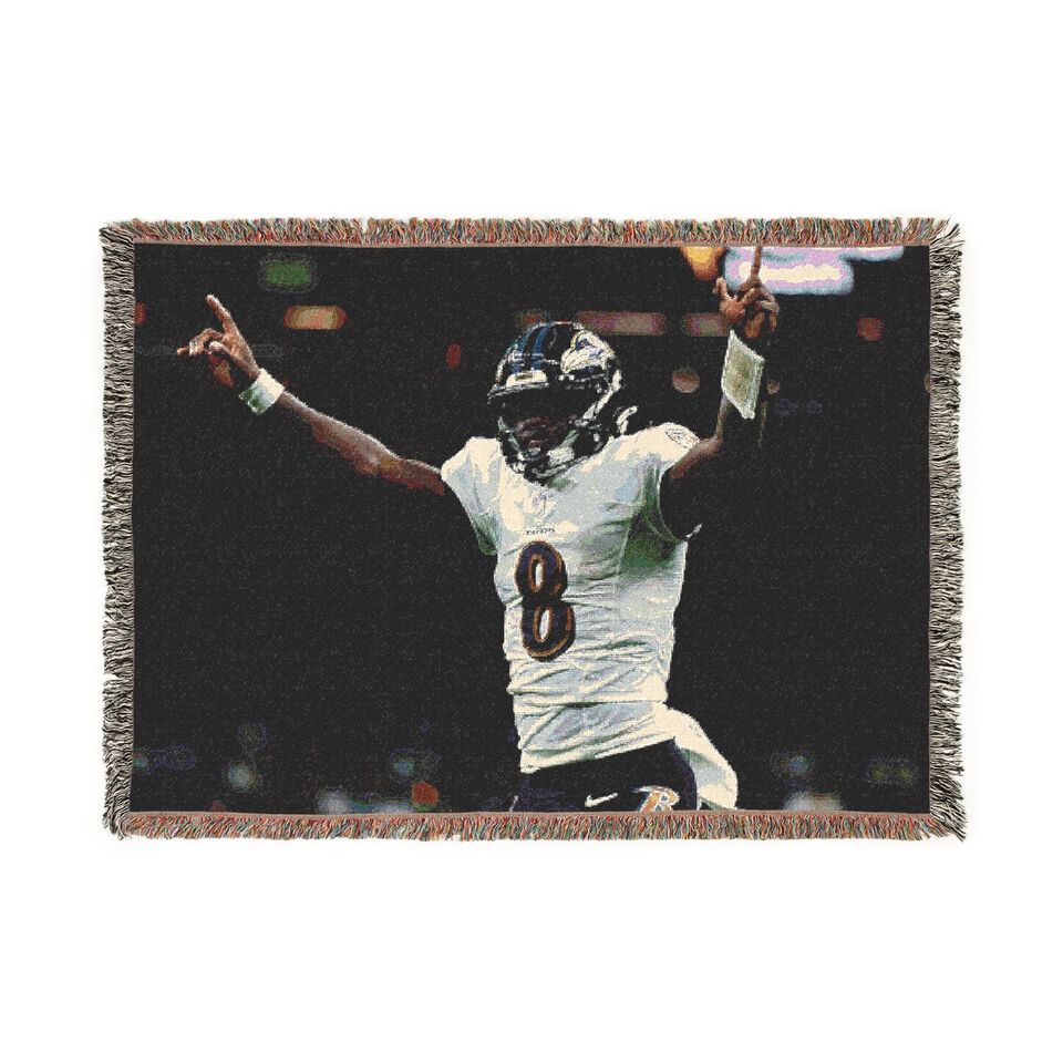 Lamar Jackson Woven Blanket Baltimore Ravens Fan Gift