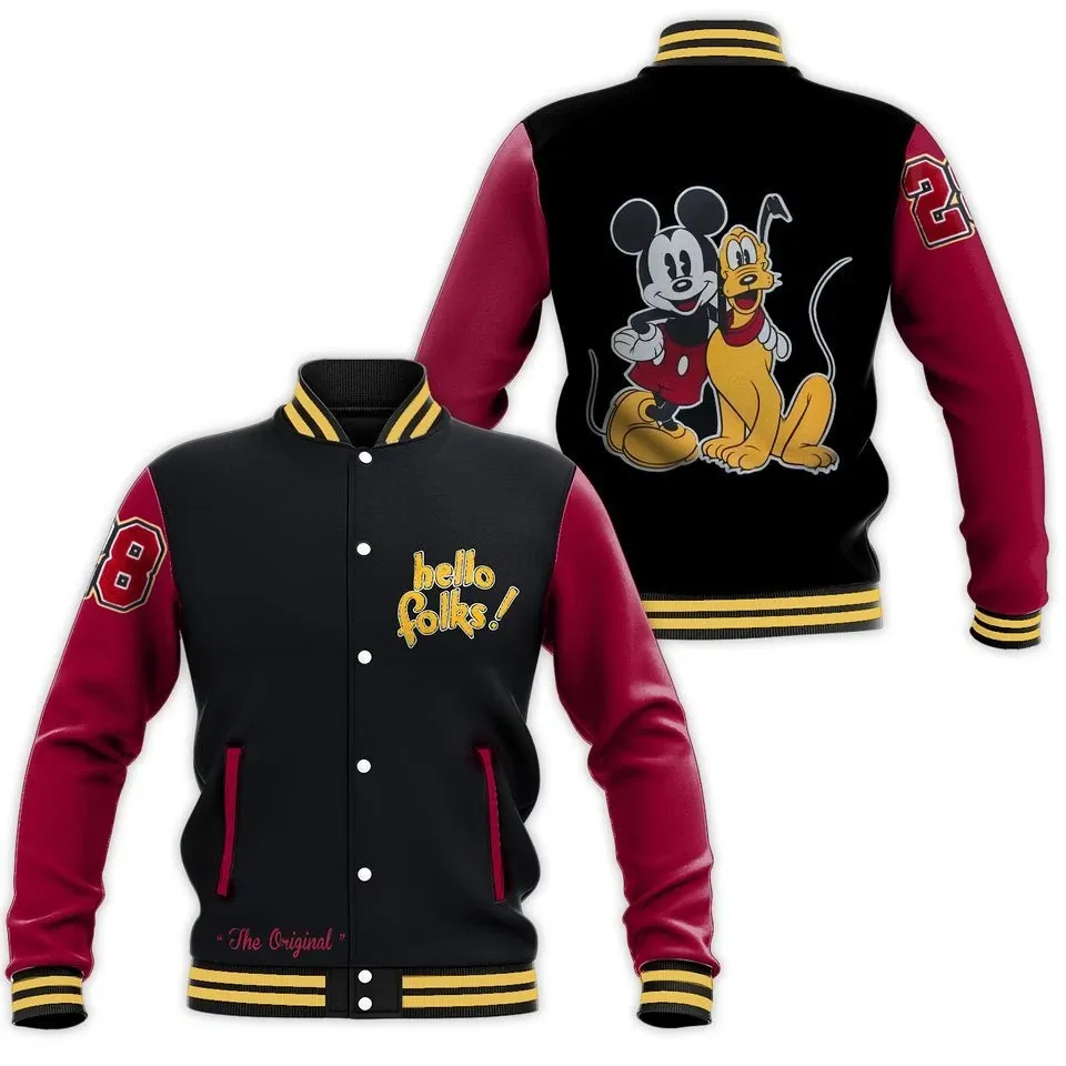 Mickey Mouse and Pluto Varsity Baseball Jackets