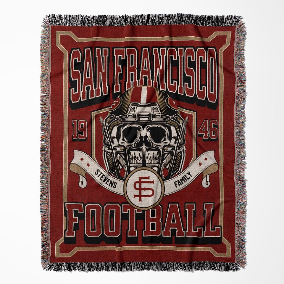 San Francisco Football, Custom 49ers Woven Blanket, Football Gift
