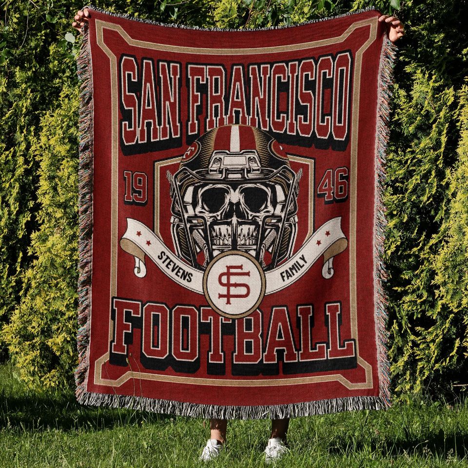 San Francisco Football, Custom 49ers Woven Blanket, Football Gift