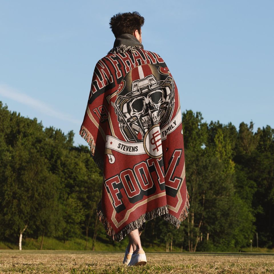 San Francisco Football, Custom 49ers Woven Blanket, Football Gift