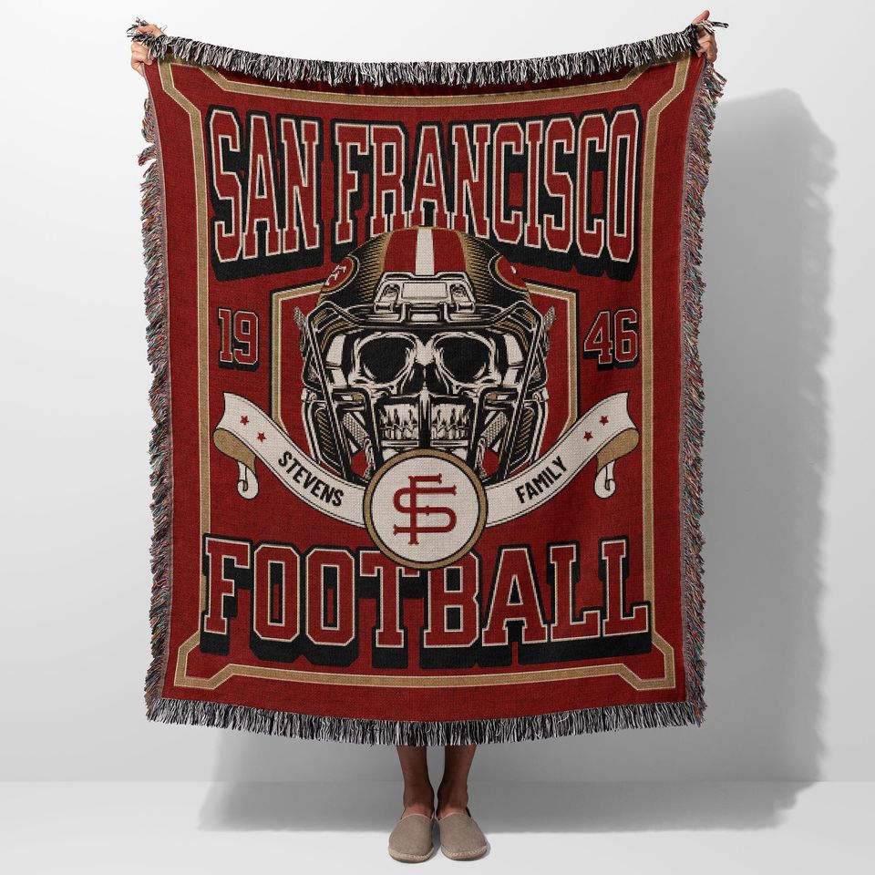 San Francisco Football, Custom 49ers Woven Blanket, Football Gift