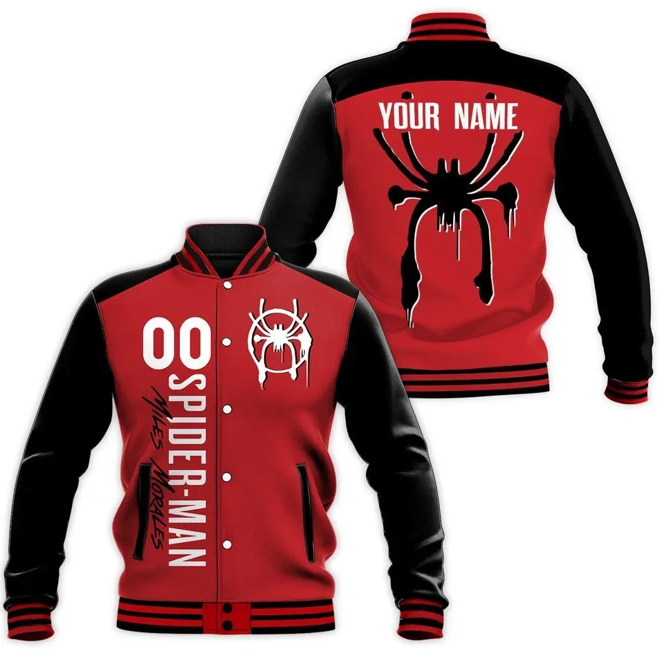 Custom Spiderman Miles Morales Red Spider Varsity Jacket