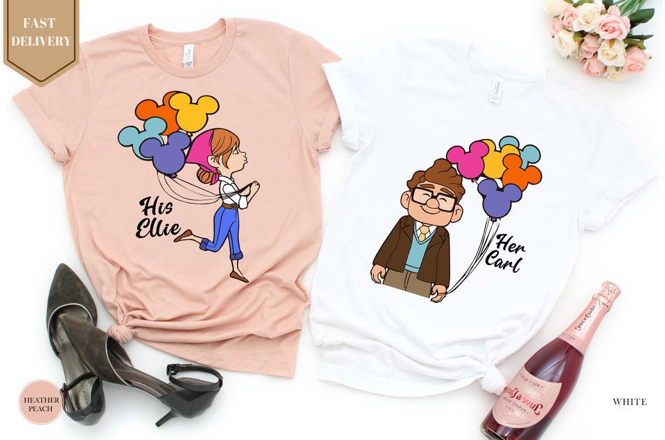 His Carl Her Ellie Shirts, Carl And Ellie Shirts, Up Couple Tshirt, Disney Couple Gift Shirt, Disney Honeymoon Tee, His and Hers, Mr and Mrs