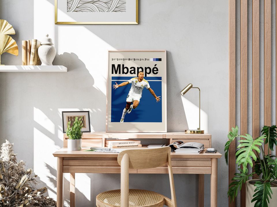 Kylian Mbappe Poster, Soccer Player Poster.