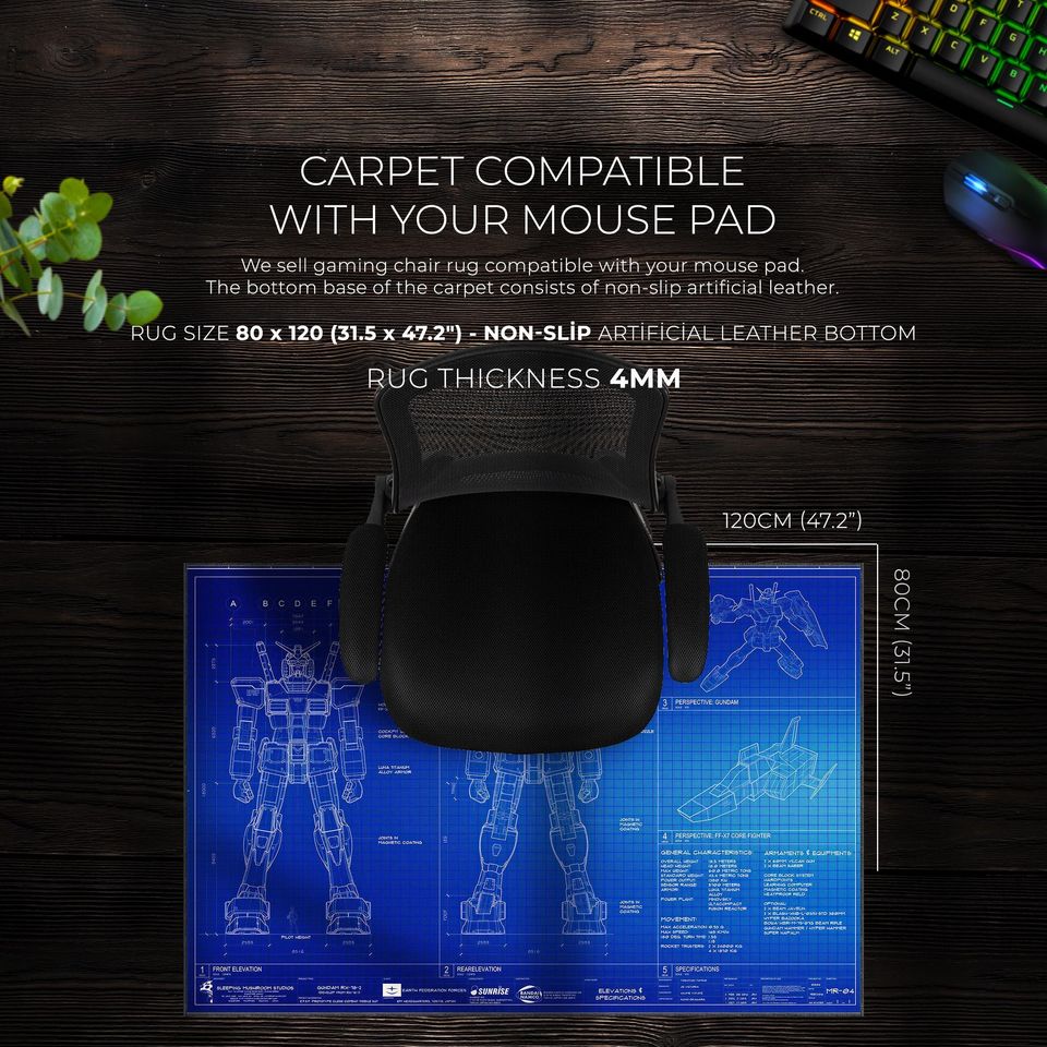 Gundam Blueprint Gaming Desk Mat - Mecha Design Mouse Pad, Perfect Gift for Robot Enthusiasts