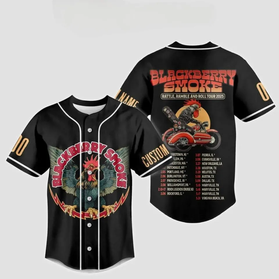 Blackberry Smoke Rattle Ramble And Roll Tour 2025 Baseball Jersey