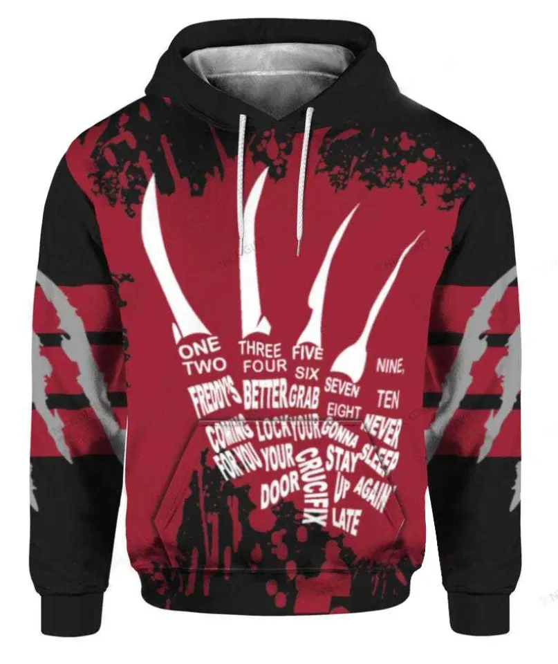 Freddy Krueger Claws Horror Never Sleep Again 3D Hoodie
