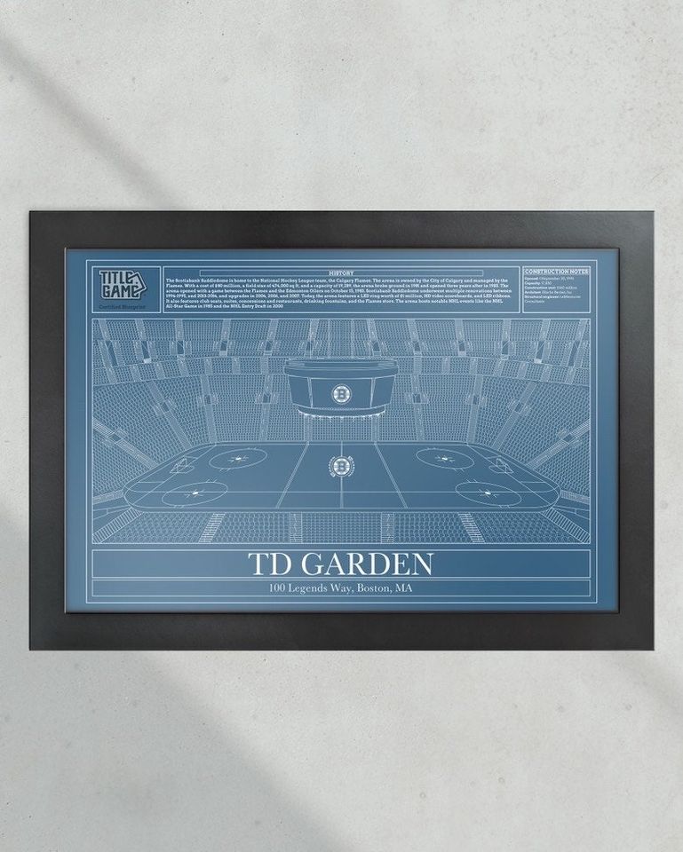 Boston Bruins TD Garden Hockey Stadium Blueprint (NO FRAMED)