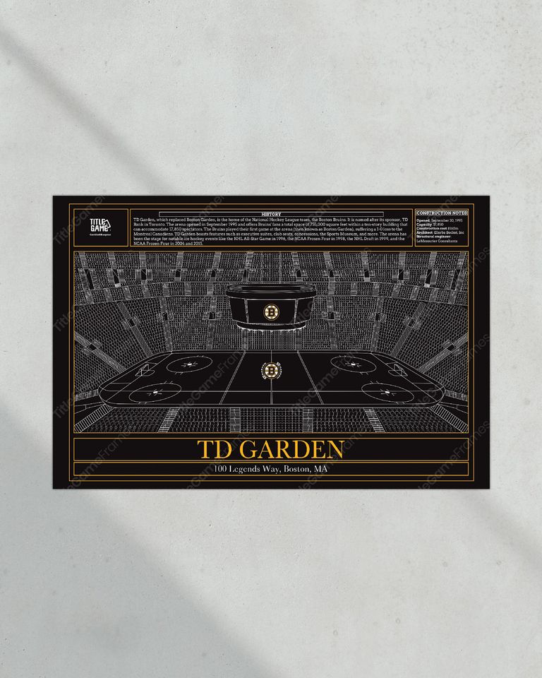 Boston Bruins TD Garden Hockey Stadium Blueprint (NO FRAMED)
